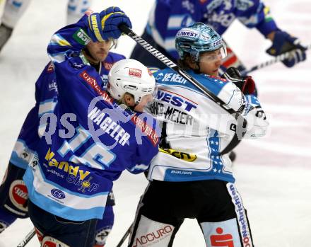 EBEL. Eishockey Bundesliga. EC VSV gegen EHC LIWEST Linz. Daniel Nageler,  (VSV), Martin Grabher Meier (Linz). Villach, am 14.12.2012.
Foto: Kuess 


---
pressefotos, pressefotografie, kuess, qs, qspictures, sport, bild, bilder, bilddatenbank