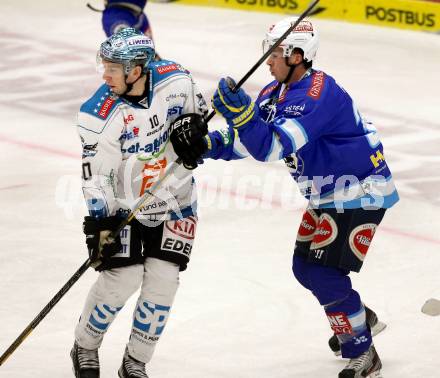 EBEL. Eishockey Bundesliga. EC VSV gegen EHC LIWEST Linz. Marco Pewal,  (VSV), Marc-Andre Dorion (Linz). Villach, am 14.12.2012.
Foto: Kuess 


---
pressefotos, pressefotografie, kuess, qs, qspictures, sport, bild, bilder, bilddatenbank