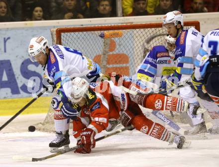 EBEL. Eishockey Bundesliga. EC KAC gegen VSV.  Manuel Geier,  (KAC),  Gerhard Unterluggauer (VSV). Klagenfurt, am 16.12.2012.
Foto: Kuess 


---
pressefotos, pressefotografie, kuess, qs, qspictures, sport, bild, bilder, bilddatenbank