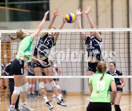 Volleyball. Frauen. Bundesliga. ATSC Wildcats gegen UVC Graz. Sonja Katz, Sabrina Mueller (Wildcats). Klagenfurt, 15.12.2012.
Foto: Kuess
---
pressefotos, pressefotografie, kuess, qs, qspictures, sport, bild, bilder, bilddatenbank