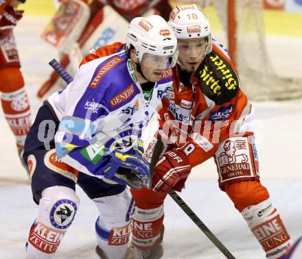 EBEL. Eishockey Bundesliga. EC KAC gegen VSV.  Thomas Koch,  (KAC),  Derek Ryan (VSV). Klagenfurt, am 16.12.2012.
Foto: Kuess 


---
pressefotos, pressefotografie, kuess, qs, qspictures, sport, bild, bilder, bilddatenbank