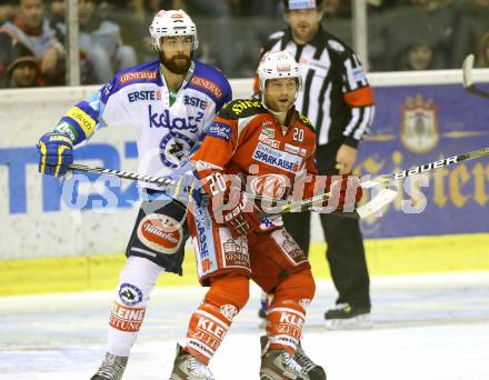 EBEL. Eishockey Bundesliga. EC KAC gegen VSV. John Lammers, (KAC),   Brad Cole  (VSV). Klagenfurt, am 16.12.2012.
Foto: Kuess 


---
pressefotos, pressefotografie, kuess, qs, qspictures, sport, bild, bilder, bilddatenbank