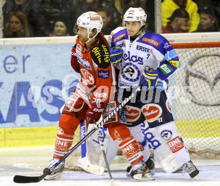 EBEL. Eishockey Bundesliga. EC KAC gegen VSV. John Lammers,  (KAC),  Klemen Pretnar (VSV). Klagenfurt, am 16.12.2012.
Foto: Kuess 


---
pressefotos, pressefotografie, kuess, qs, qspictures, sport, bild, bilder, bilddatenbank