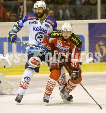 EBEL. Eishockey Bundesliga. EC KAC gegen VSV. David Schuller, (KAC),   Brad Cole (VSV). Klagenfurt, am 16.12.2012.
Foto: Kuess 


---
pressefotos, pressefotografie, kuess, qs, qspictures, sport, bild, bilder, bilddatenbank