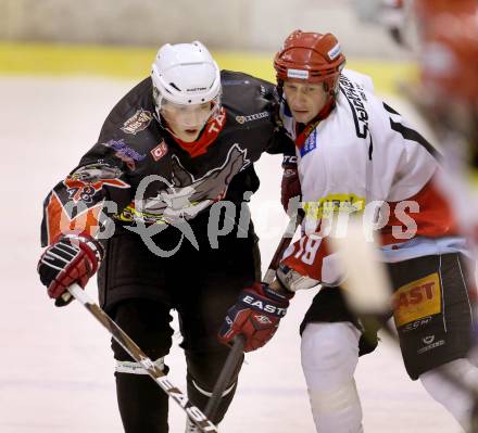 Eishockey CHL. Carinthian Hockey League. Tarco Woelfe gegen UEC Lienz. Oliver Steinwender,  (Tarco), Alexander Czechner (Lienz).. Klagenfurt, am 22.12.2012.
Foto: Kuess
---
pressefotos, pressefotografie, kuess, qs, qspictures, sport, bild, bilder, bilddatenbank