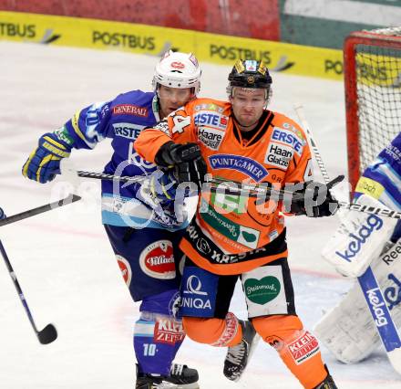 EBEL. Eishockey Bundesliga. EC VSV gegen Moser Medical Graz 99ers.  DAMON Derek (VSV), LATENDRESSE Olivier (Graz). Villach, am 23.12.2012.
Foto: Kuess 


---
pressefotos, pressefotografie, kuess, qs, qspictures, sport, bild, bilder, bilddatenbank