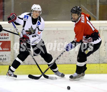 Eishockey NAHL. Tarco Woelfe gegen Weiz. Lucas Herrnegger, (Tarco), Gerald Marchl (Weiz). Klagenfurt, am 22.12.2012.
Foto: Kuess
---
pressefotos, pressefotografie, kuess, qs, qspictures, sport, bild, bilder, bilddatenbank