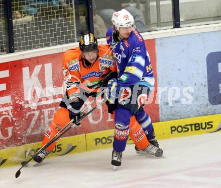 EBEL. Eishockey Bundesliga. EC VSV gegen Moser Medical Graz 99ers.  NAGELER Daniel (VSV), NOVAK Jan (Graz). Villach, am 23.12.2012.
Foto: Kuess 


---
pressefotos, pressefotografie, kuess, qs, qspictures, sport, bild, bilder, bilddatenbank