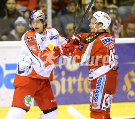 EBEL. Eishockey Bundesliga. EC KAC gegen EC Red Bull Salzburg. Tomislav Zanoski, (KAC), Matthias Trattnig   (Salzburg). Klagenfurt, am 26.12.2012.
Foto: Kuess 


---
pressefotos, pressefotografie, kuess, qs, qspictures, sport, bild, bilder, bilddatenbank