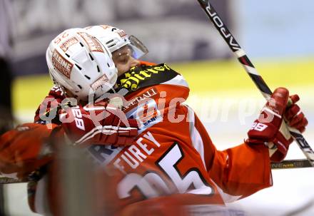 EBEL. Eishockey Bundesliga. EC KAC gegen EC Red Bull Salzburg.  Torjubel Markus Pirmann, Kirk Furey (KAC). Klagenfurt, am 26.12.2012.
Foto: Kuess 


---
pressefotos, pressefotografie, kuess, qs, qspictures, sport, bild, bilder, bilddatenbank