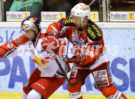 EBEL. Eishockey Bundesliga. EC KAC gegen EC Red Bull Salzburg. Thomas Koch,   (KAC), Mark Cullen (Salzburg). Klagenfurt, am 26.12.2012.
Foto: Kuess 


---
pressefotos, pressefotografie, kuess, qs, qspictures, sport, bild, bilder, bilddatenbank