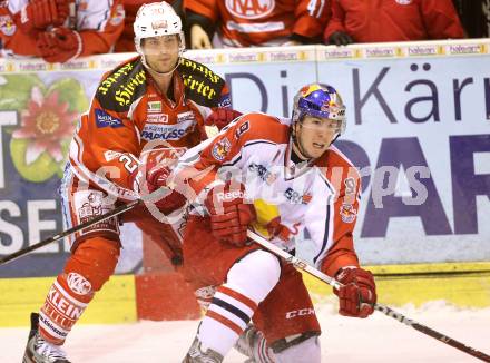 EBEL. Eishockey Bundesliga. EC KAC gegen EC Red Bull Salzburg.  John Lammers,  (KAC), Justin Di Benedetto (Salzburg). Klagenfurt, am 26.12.2012.
Foto: Kuess 


---
pressefotos, pressefotografie, kuess, qs, qspictures, sport, bild, bilder, bilddatenbank