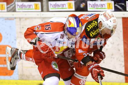 EBEL. Eishockey Bundesliga. EC KAC gegen EC Red Bull Salzburg.  Mike Siklenka,  (KAC), Manuel Latusa (Salzburg). Klagenfurt, am 26.12.2012.
Foto: Kuess 


---
pressefotos, pressefotografie, kuess, qs, qspictures, sport, bild, bilder, bilddatenbank