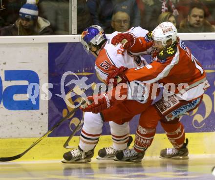 EBEL. Eishockey Bundesliga. EC KAC gegen EC Red Bull Salzburg.  Jamie Lundmark, (KAC), Matthias Tratnig  (Salzburg). Klagenfurt, am 26.12.2012.
Foto: Kuess 


---
pressefotos, pressefotografie, kuess, qs, qspictures, sport, bild, bilder, bilddatenbank