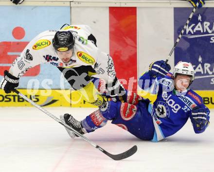 EBEL. Eishockey Bundesliga. EC VSV gegen Dornbirner Eishockey Club.  Andreas Wiedergut, (VSV), Andrew Jacob Kozek  (Dornbirn). Villach, am 28.12.2012.
Foto: Kuess 


---
pressefotos, pressefotografie, kuess, qs, qspictures, sport, bild, bilder, bilddatenbank