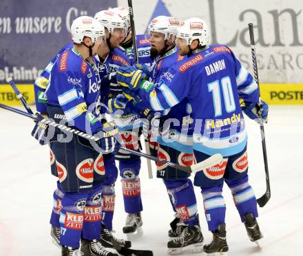 EBEL. Eishockey Bundesliga. EC VSV gegen Dornbirner Eishockey Club.  Torjubel VSV. Villach, am 28.12.2012.
Foto: Kuess 


---
pressefotos, pressefotografie, kuess, qs, qspictures, sport, bild, bilder, bilddatenbank