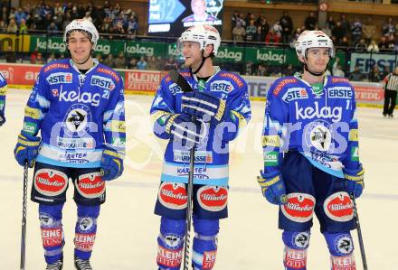 EBEL. Eishockey Bundesliga. EC VSV gegen Dornbirner Eishockey Club.  Marius Goehringer, John HUghes, Derek Ryan (VSV). Villach, am 28.12.2012.
Foto: Kuess 


---
pressefotos, pressefotografie, kuess, qs, qspictures, sport, bild, bilder, bilddatenbank