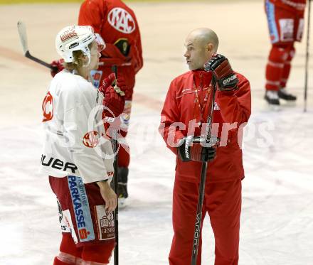 Eishockey. KAC. Training. Christer Olsson, Jamie Lundmark . Klagenfurt, 29.12.2012.
Foto: Kuess
---
pressefotos, pressefotografie, kuess, qs, qspictures, sport, bild, bilder, bilddatenbank