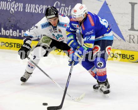 EBEL. Eishockey Bundesliga. EC VSV gegen SAPA Fehervar AV19. Antti Pusa,  (VSV), Peter Hetenyi (Alba Volan). Villach, am 30.12.2012.
Foto: Kuess 


---
pressefotos, pressefotografie, kuess, qs, qspictures, sport, bild, bilder, bilddatenbank