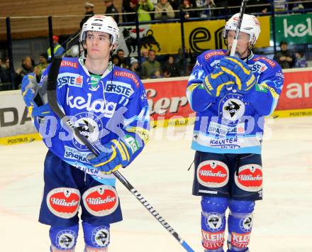 EBEL. Eishockey Bundesliga. EC VSV gegen SAPA Fehervar AV19. Jubel Derek Ryan, Markus Peintner (VSV). Villach, am 30.12.2012.
Foto: Kuess 


---
pressefotos, pressefotografie, kuess, qs, qspictures, sport, bild, bilder, bilddatenbank