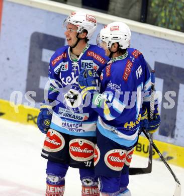 EBEL. Eishockey Bundesliga. EC VSV gegen SAPA Fehervar AV19. Torjubel Marco Pewal, Derek Ryan, (VSV). Villach, am 30.12.2012.
Foto: Kuess 


---
pressefotos, pressefotografie, kuess, qs, qspictures, sport, bild, bilder, bilddatenbank