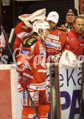 EBEL. Eishockey Bundesliga. EC KAC gegen HC Orli Znojmo. Torjubel John Lammers, Andy Chiodo,  (KAC). Klagenfurt, am 30.12.2012.
Foto: Kuess 


---
pressefotos, pressefotografie, kuess, qs, qspictures, sport, bild, bilder, bilddatenbank