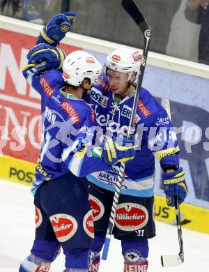 EBEL. Eishockey Bundesliga. EC VSV gegen SAPA Fehervar AV19. Torjubel Marco Pewal, Derek Ryan, (VSV). Villach, am 30.12.2012.
Foto: Kuess 


---
pressefotos, pressefotografie, kuess, qs, qspictures, sport, bild, bilder, bilddatenbank