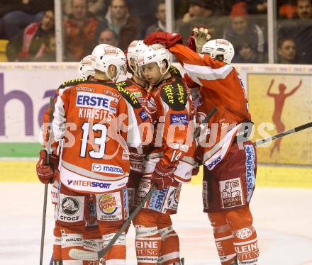 EBEL. Eishockey Bundesliga. EC KAC gegen HC Orli Znojmo.  Torjubel  (KAC). Klagenfurt, am 30.12.2012.
Foto: Kuess 


---
pressefotos, pressefotografie, kuess, qs, qspictures, sport, bild, bilder, bilddatenbank