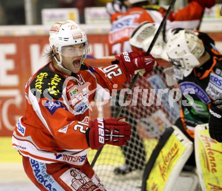 EBEL. Eishockey Bundesliga. EC KAC gegen Moser Medical Graz 99ers.   Torjubel John Lammers (KAC). Klagenfurt, am 6.1.2013.
Foto: Kuess 


---
pressefotos, pressefotografie, kuess, qs, qspictures, sport, bild, bilder, bilddatenbank