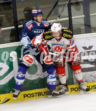 Eishockey. EBYSYL. VSV U20 gegen KAC U20. Kevin Steiner, (VSV), Patrick Berr  (KAC). Villach, 6.1.2013.
Foto: Kuess
---
pressefotos, pressefotografie, kuess, qs, qspictures, sport, bild, bilder, bilddatenbank