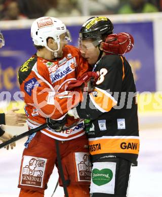 EBEL. Eishockey Bundesliga. EC KAC gegen Moser Medical Graz 99ers.   Johannes Reichel,  (KAC),Olivier Labelle  (Graz). Klagenfurt, am 6.1.2013.
Foto: Kuess 


---
pressefotos, pressefotografie, kuess, qs, qspictures, sport, bild, bilder, bilddatenbank