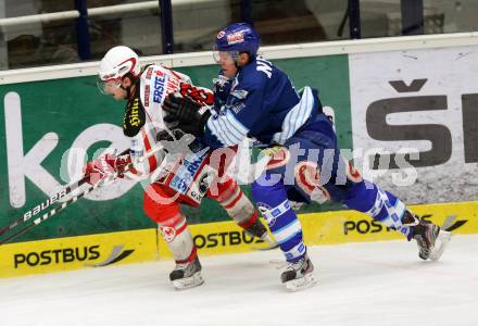 Eishockey. EBYSYL. VSV U20 gegen KAC U20. Daniel Kronig, (VSV), Markus Steiner  (KAC). Villach, 6.1.2013.
Foto: Kuess
---
pressefotos, pressefotografie, kuess, qs, qspictures, sport, bild, bilder, bilddatenbank