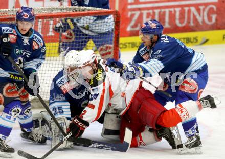 Eishockey. EBYSYL. VSV U20 gegen KAC U20. Alexander Rauchenwald, Lukas Herzog, Nico Brunner, (VSV), Georg Paier  (KAC). Villach, 6.1.2013.
Foto: Kuess
---
pressefotos, pressefotografie, kuess, qs, qspictures, sport, bild, bilder, bilddatenbank