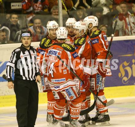 EBEL. Eishockey Bundesliga. EC KAC gegen Moser Medical Graz 99ers.   Torjubel (KAC) . Klagenfurt, am 6.1.2013.
Foto: Kuess 


---
pressefotos, pressefotografie, kuess, qs, qspictures, sport, bild, bilder, bilddatenbank