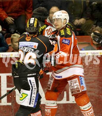 EBEL. Eishockey Bundesliga. EC KAC gegen Moser Medical Graz 99ers.   David Schuller, (KAC), Jean-Michel Daoust  (Graz). Klagenfurt, am 6.1.2013.
Foto: Kuess 


---
pressefotos, pressefotografie, kuess, qs, qspictures, sport, bild, bilder, bilddatenbank