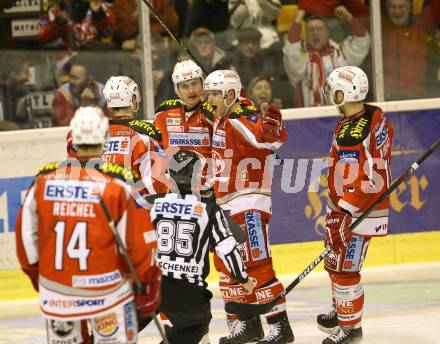 EBEL. Eishockey Bundesliga. EC KAC gegen Moser Medical Graz 99ers.   Torjubel (KAC) Klagenfurt, am 6.1.2013.
Foto: Kuess 


---
pressefotos, pressefotografie, kuess, qs, qspictures, sport, bild, bilder, bilddatenbank