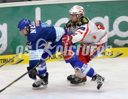 Eishockey. EBYSYL. VSV U20 gegen KAC U20. Valentin Leiler, (VSV), Thomas Vallant  (KAC). Villach, 6.1.2013.
Foto: Kuess
---
pressefotos, pressefotografie, kuess, qs, qspictures, sport, bild, bilder, bilddatenbank