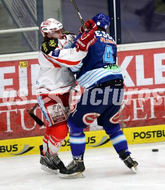 Eishockey. EBYSYL. VSV U20 gegen KAC U20. Philip Siutz,  (VSV), Stefan Schumnig (KAC). Villach, 6.1.2013.
Foto: Kuess
---
pressefotos, pressefotografie, kuess, qs, qspictures, sport, bild, bilder, bilddatenbank