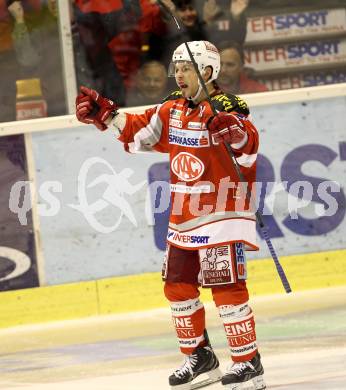 EBEL. Eishockey Bundesliga. EC KAC gegen Moser Medical Graz 99ers.   Torjubel Thomas Koch (KAC). Klagenfurt, am 6.1.2013.
Foto: Kuess 


---
pressefotos, pressefotografie, kuess, qs, qspictures, sport, bild, bilder, bilddatenbank