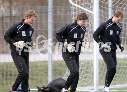 Fussball. Bundesliga. RZ Pellets WAC. Training.  Christian Dobnik, Marco Knaller, Max Friesacher. . St. Andrae, 7.1.2013.
Foto: Kuess
---
pressefotos, pressefotografie, kuess, qs, qspictures, sport, bild, bilder, bilddatenbank