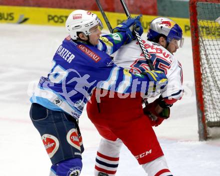 EBEL. Eishockey Bundesliga. EC VSV gegen EC Red Bull Salzburg. Patrick Platzer,  (VSV), Robert Davison (Salzburg). Villach, am 11.1.2013.
Foto: Kuess 


---
pressefotos, pressefotografie, kuess, qs, qspictures, sport, bild, bilder, bilddatenbank