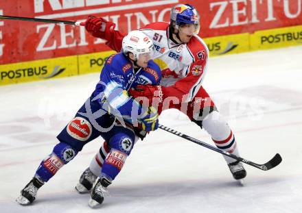 EBEL. Eishockey Bundesliga. EC VSV gegen EC Red Bull Salzburg. Derek Ryan,  (VSV), Matthias Trattnig (Salzburg). Villach, am 11.1.2013.
Foto: Kuess 


---
pressefotos, pressefotografie, kuess, qs, qspictures, sport, bild, bilder, bilddatenbank