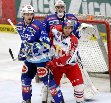 EBEL. Eishockey Bundesliga. EC VSV gegen EC Red Bull Salzburg. Scott Hotham, Jean Philippe Lamoureux,  (VSV), Ryan Duncan (Salzburg). Villach, am 11.1.2013.
Foto: Kuess 


---
pressefotos, pressefotografie, kuess, qs, qspictures, sport, bild, bilder, bilddatenbank