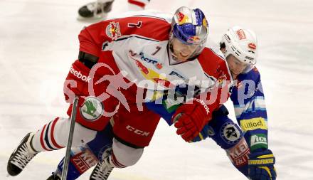 EBEL. Eishockey Bundesliga. EC VSV gegen EC Red Bull Salzburg. Derek Ryan,  (VSV), Douglas Lynch (Salzburg). Villach, am 11.1.2013.
Foto: Kuess 


---
pressefotos, pressefotografie, kuess, qs, qspictures, sport, bild, bilder, bilddatenbank