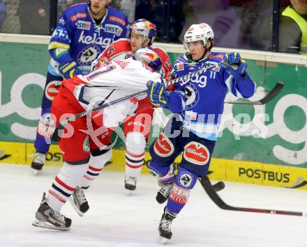 EBEL. Eishockey Bundesliga. EC VSV gegen EC Red Bull Salzburg. Derek Ryan,  (VSV), Matthias Trattnig (Salzburg). Villach, am 11.1.2013.
Foto: Kuess 


---
pressefotos, pressefotografie, kuess, qs, qspictures, sport, bild, bilder, bilddatenbank