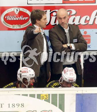 EBEL. Eishockey Bundesliga. EC VSV gegen KAC. Trainer Christer Olsson, Co-Trainer Dieter Kalt (KAC). Villach, am 13.1.2013.
Foto: Kuess 


---
pressefotos, pressefotografie, kuess, qs, qspictures, sport, bild, bilder, bilddatenbank