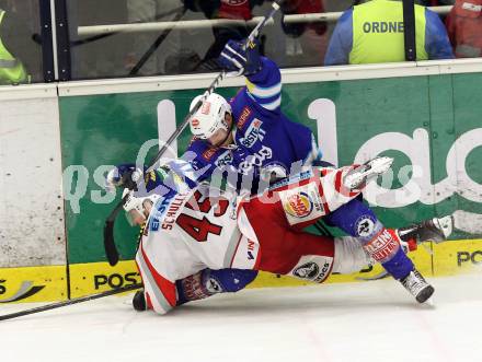 EBEL. Eishockey Bundesliga. EC VSV gegen KAC.  Mario Altmann, (VSV), David Schuller (KAC). Villach, am 13.1.2013.
Foto: Kuess 


---
pressefotos, pressefotografie, kuess, qs, qspictures, sport, bild, bilder, bilddatenbank