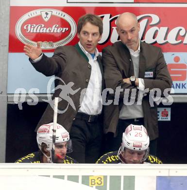 EBEL. Eishockey Bundesliga. EC VSV gegen KAC. Trainer Christer Olsson, Co-Trainer Dieter Kalt (KAC). Villach, am 13.1.2013.
Foto: Kuess 


---
pressefotos, pressefotografie, kuess, qs, qspictures, sport, bild, bilder, bilddatenbank