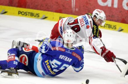 EBEL. Eishockey Bundesliga. EC VSV gegen KAC. Scott Hotham, (VSV), Kevin Doell  (KAC). Villach, am 13.1.2013.
Foto: Kuess 


---
pressefotos, pressefotografie, kuess, qs, qspictures, sport, bild, bilder, bilddatenbank