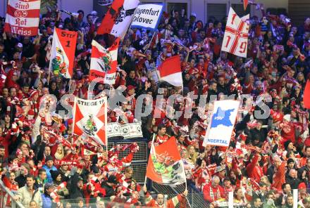 EBEL. Eishockey Bundesliga. EC VSV gegen KAC.  Fans (KAC). Villach, am 13.1.2013.
Foto: Kuess 


---
pressefotos, pressefotografie, kuess, qs, qspictures, sport, bild, bilder, bilddatenbank